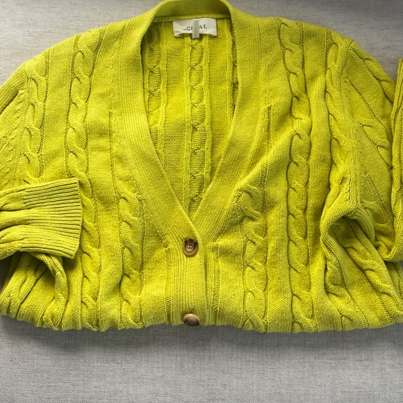 The Great - The Cable Grandpa Cardigan in Lime Zest - Picture 3 of 6